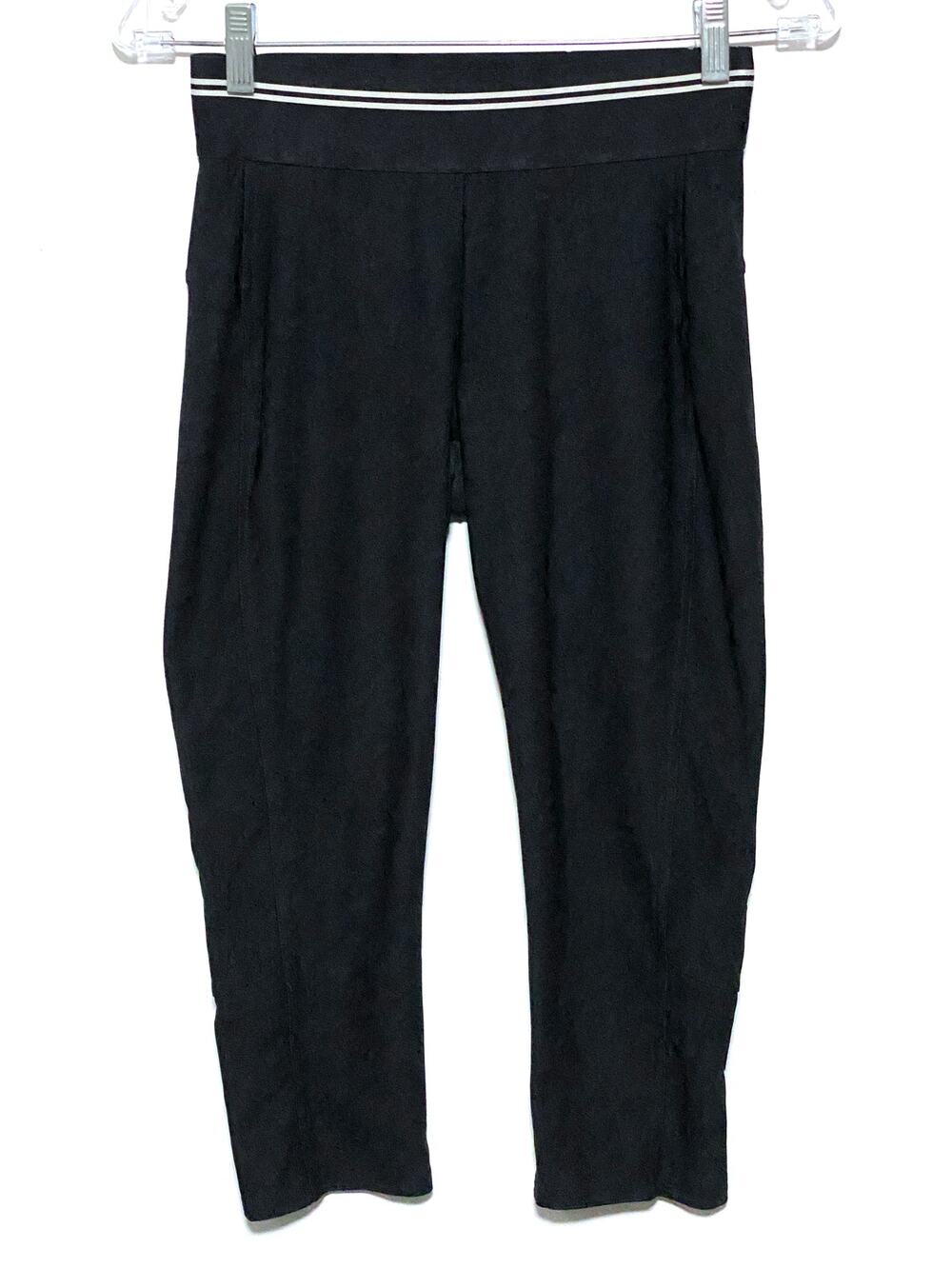 Abercrombie & Fitch Cropped Pants Women S Black Pull On Athleisure Preppy Sporty